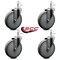 Service Caster 6'' Gray Polyurethane Wheel Swivel 7/16'' Grip Ring Stem Caster Set, 4PK SCC-GR20S614-PPUB-716138-4 - alternate 3